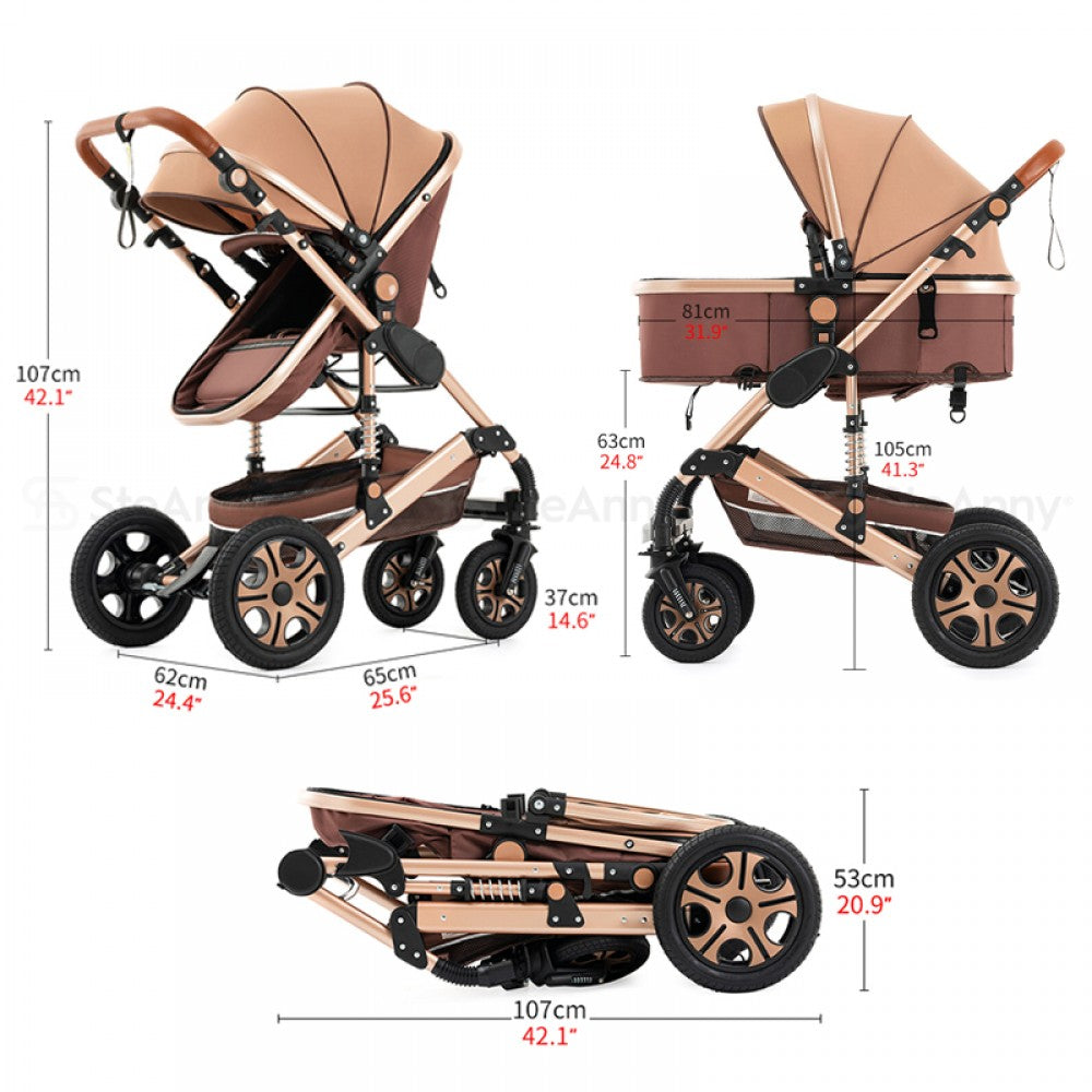 Comfort Time 3 in 1 Luxury Baby Stroller With Car Seat Adjustable Ba ActiveTopDeals